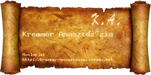 Kremmer Anasztázia névjegykártya